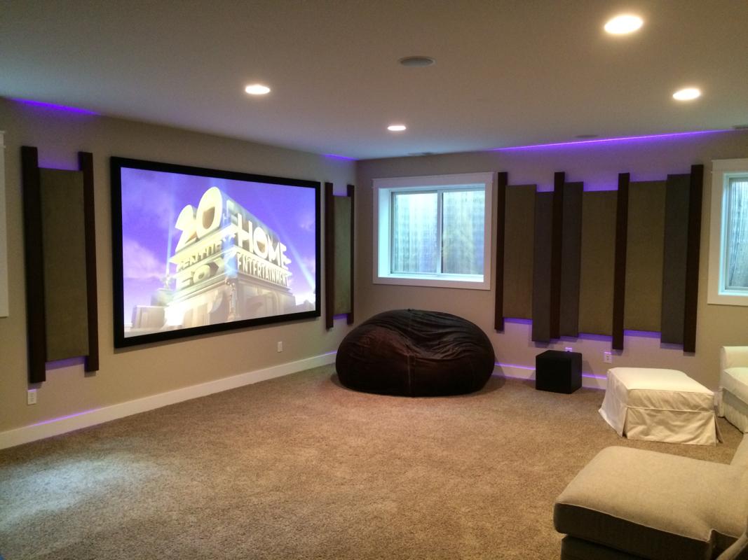 Basement Features 4K, Acoustic Panels, + LED • Boulder Home Theater